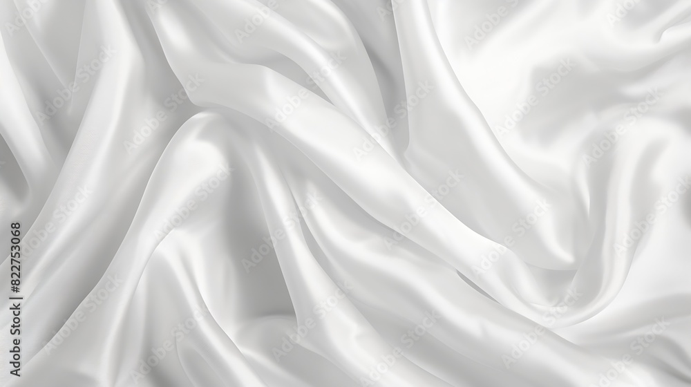 Obraz premium Abstract White Satin Silky Cloth for background Fabric Textile Drape with Crease Wavy Foldswith soft waveswaving in the wind : Generative AI