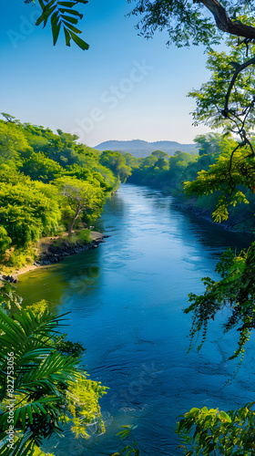 Exquisite Panorama of the Zambezi River Bordered by a Lush Green Rainforest