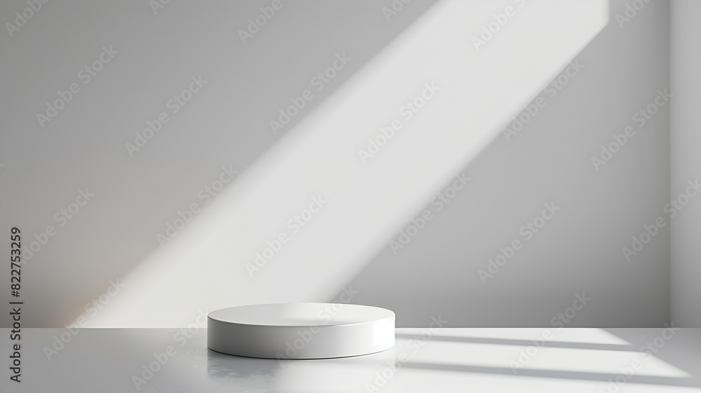 White abstract empty corner blank table studio shot empty table white podium with spotlight and bright minimal background plaster bright white and gray wall and white table stage backg : Generative AI White abstract empty corner blank table studio shot empty table white podium with spotlight and bright minimal background plaster bright white and gray wall and white table stage backg : Generative AI