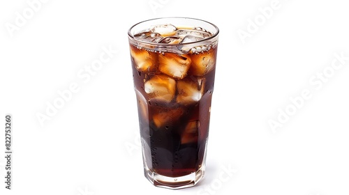 Glass of iced coffee isolated clipping path on white background : Generative AI