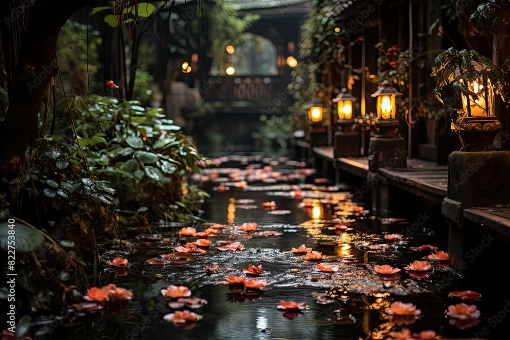 Bamboo Bridge on Sereno Creek., generative IA Bamboo Bridge on Sereno Creek., generative IA