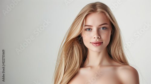 portrait of a woman blonde showing shoulders