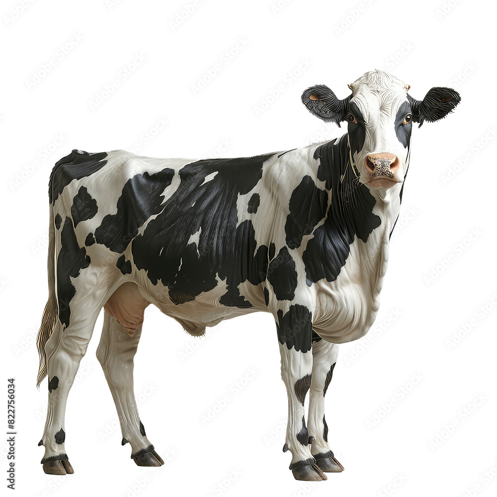Side view of black and white cow isolated on transparent background cutout. Side view of black and white cow isolated on transparent background cutout.
