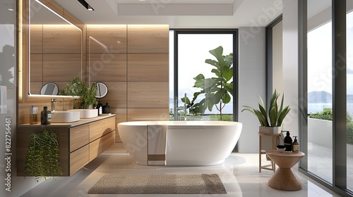 modern bathroom full scene interior design. Generative Ai