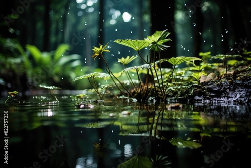 Exuberant ferns in a serene swamp.  generative IA