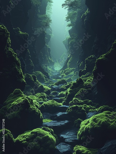 A moss-covered forest sanctuary background, ideal for fantasy game exploration and ancient mythical storytelling, beckons adventurers to uncover its secrets.