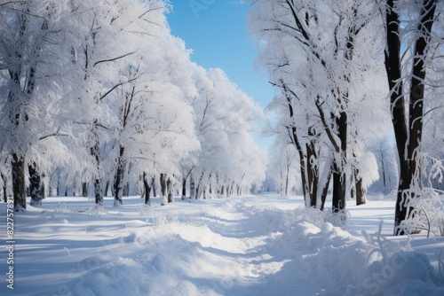 Winter trees, snow -covered branches., generative IA © JONATAS