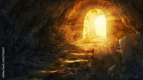 empty tomb discovered after jesus resurrection digital painting photo