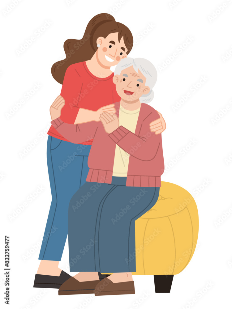 Young woman and old woman vector illustration Young woman and old woman vector illustration