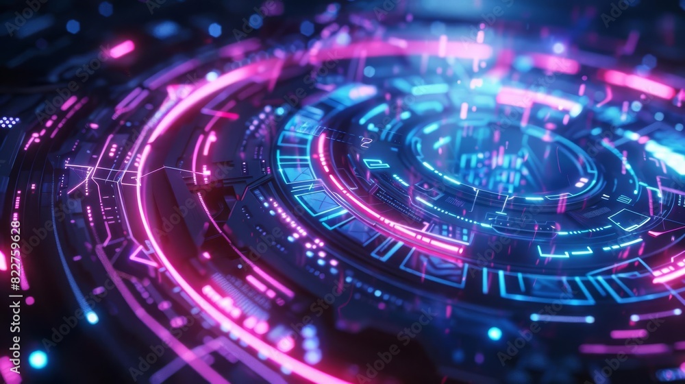 futuristic holographic hud interface with glowing neon grid lines futuristic holographic hud interface with glowing neon grid lines