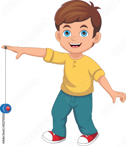 Little boy playing yo yo