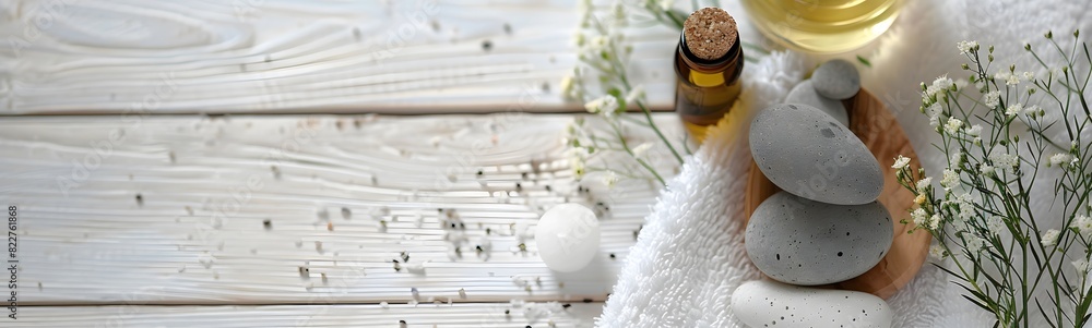 spa stone and salt on white background spa stone and salt on white background