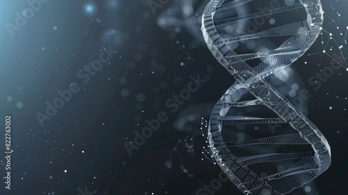 Abstract gray background with DNA and vector space for your design, futuristic banner concept of biotechnology research