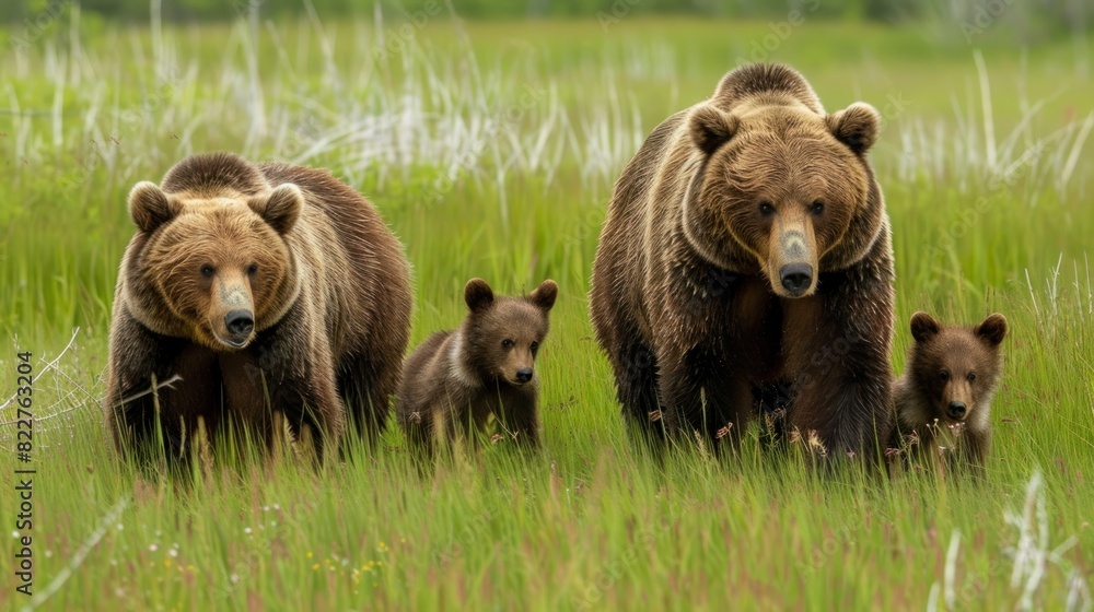 mother bear and cute baby bear, happy bear family, mother bear and cute baby bear, happy bear family,