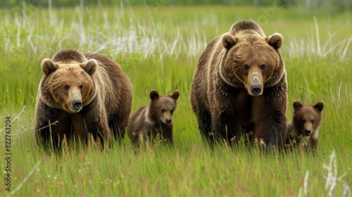 mother bear and cute baby bear, happy bear family, © ellisa_studio