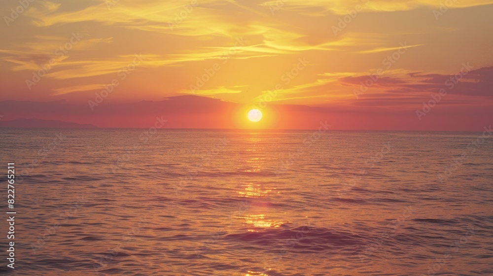 Obraz premium A portrait of a sunset made with soft pastels showcasing a blend of warm pinks yellows and oranges to capture the calming and soothing beauty of the scene.