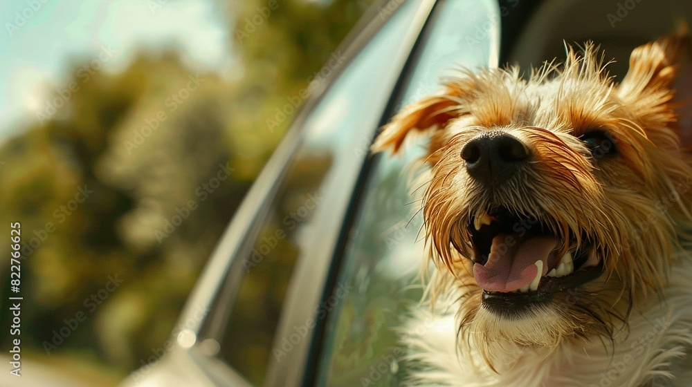 Happy Dog on Road Trip: Head Out of Car Window Fun Happy Dog on Road Trip: Head Out of Car Window Fun