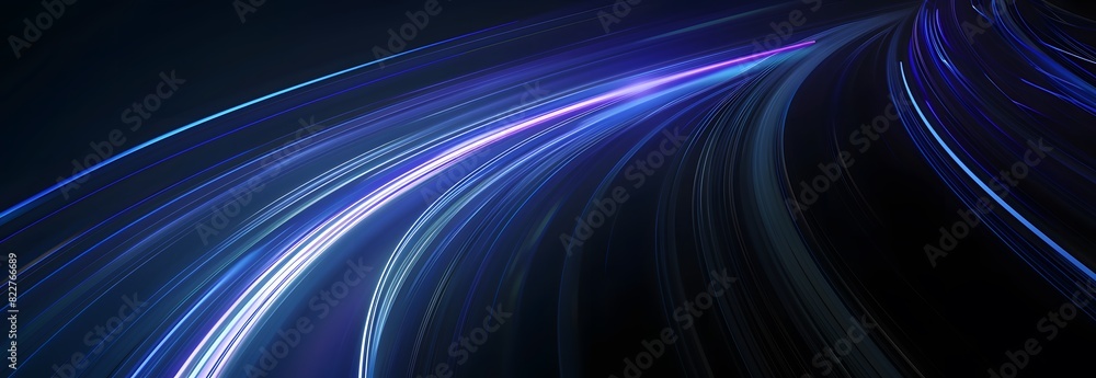 Abstract Blue Glowing Light Speed Lines on Black Background Abstract Blue Glowing Light Speed Lines on Black Background