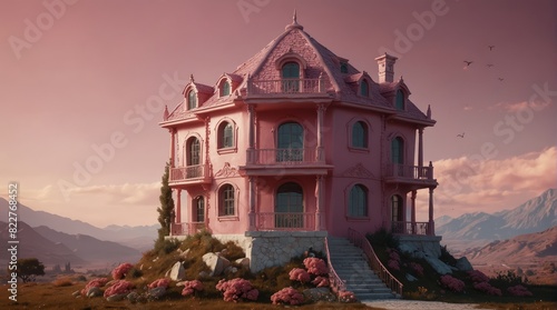 Wallpaper Mural 12 Pink House - Generative AI Torontodigital.ca