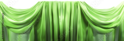 A green curtain isolated on white background