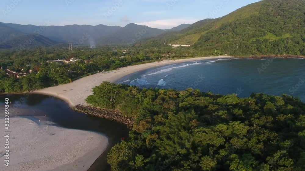 Aerial view of Cambury Beach - São Sebastião, São Paulo, Brazil Aerial view of Cambury Beach - São Sebastião, São Paulo, Brazil