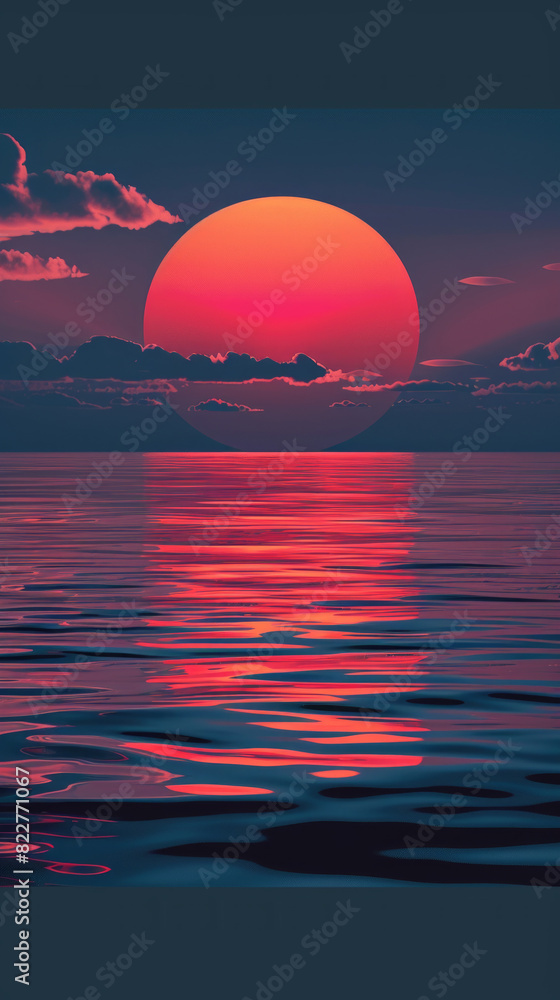 Calming Minimalist Sunset with Orange and Pink Hues