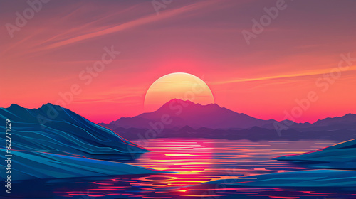 Serene Minimalist Sunset with Gradient Colors