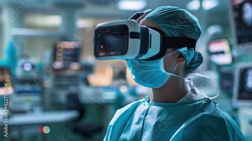 medical research with a doctor using virtual reality to develop new surgical techniques in a high-tech lab, showcasing innovation in medical science.
