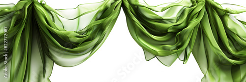 A green curtain isolated on white background photo