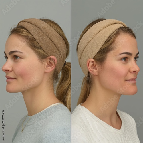 The two women in the image have undergone a procedure to enhance their facial features. One woman has a more prominent nose, while the other has a more prominent chin photo