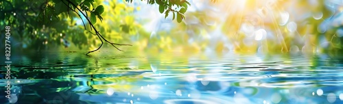 Abstract Blurred Nature Background with Water Reflection