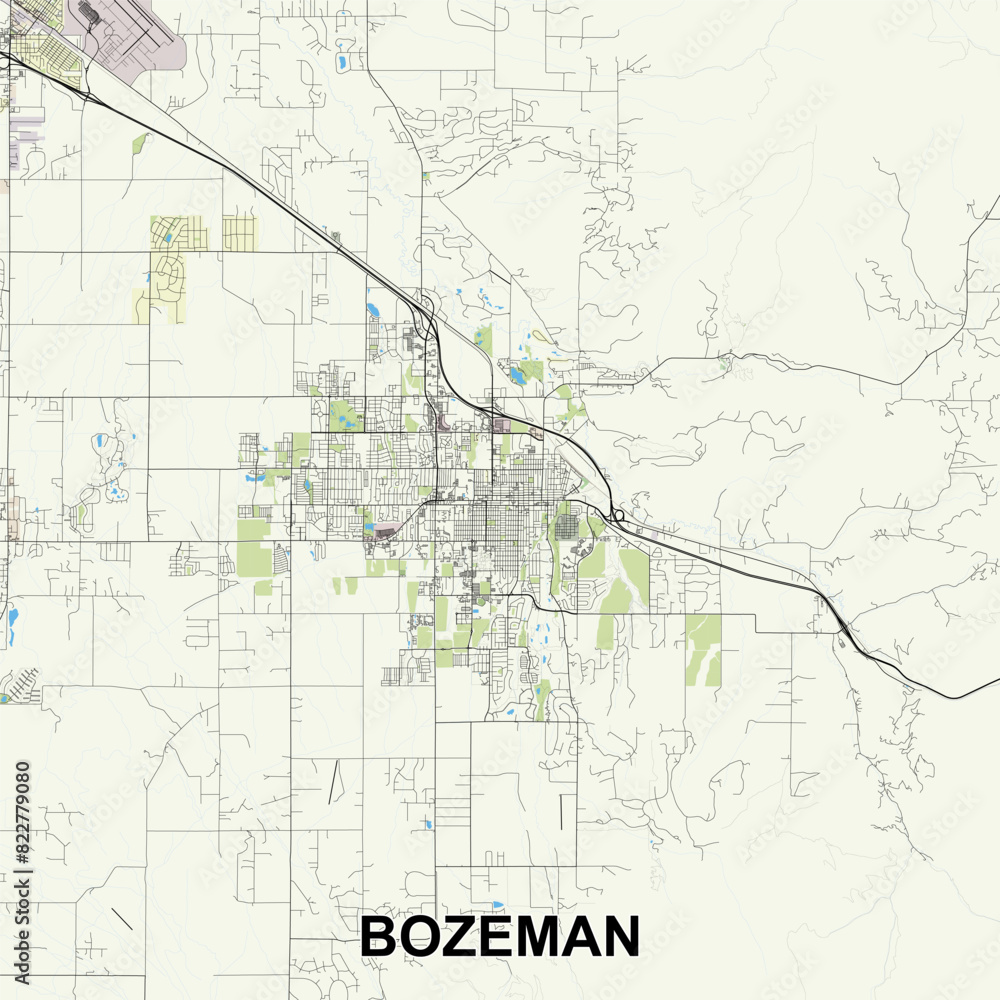 Obraz premium Bozeman, Montana, United States map poster art