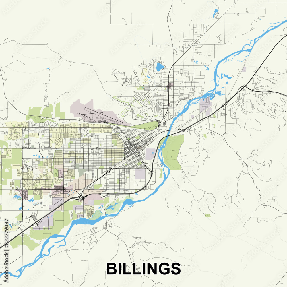 Fototapeta premium Billings, Montana, United States map poster art