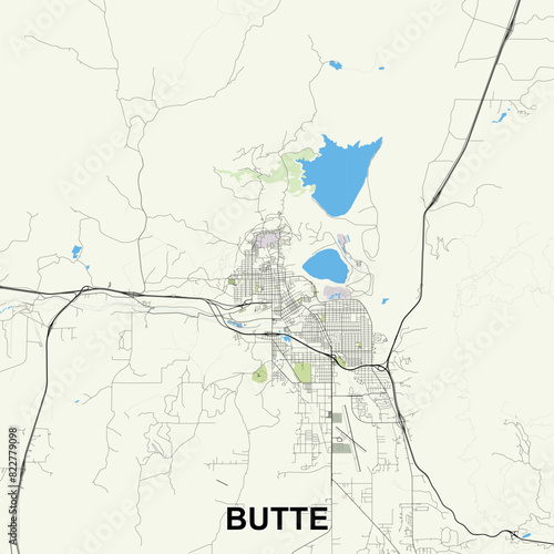Butte, Montana, United States map poster art