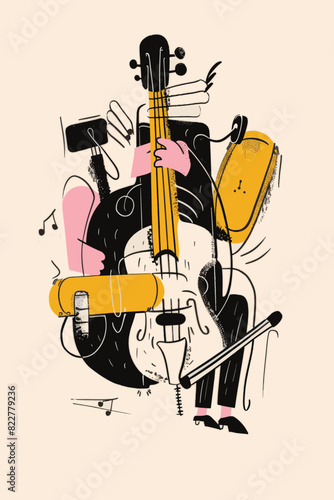 Abstract music festival or band background hand drawn doodle style illustration