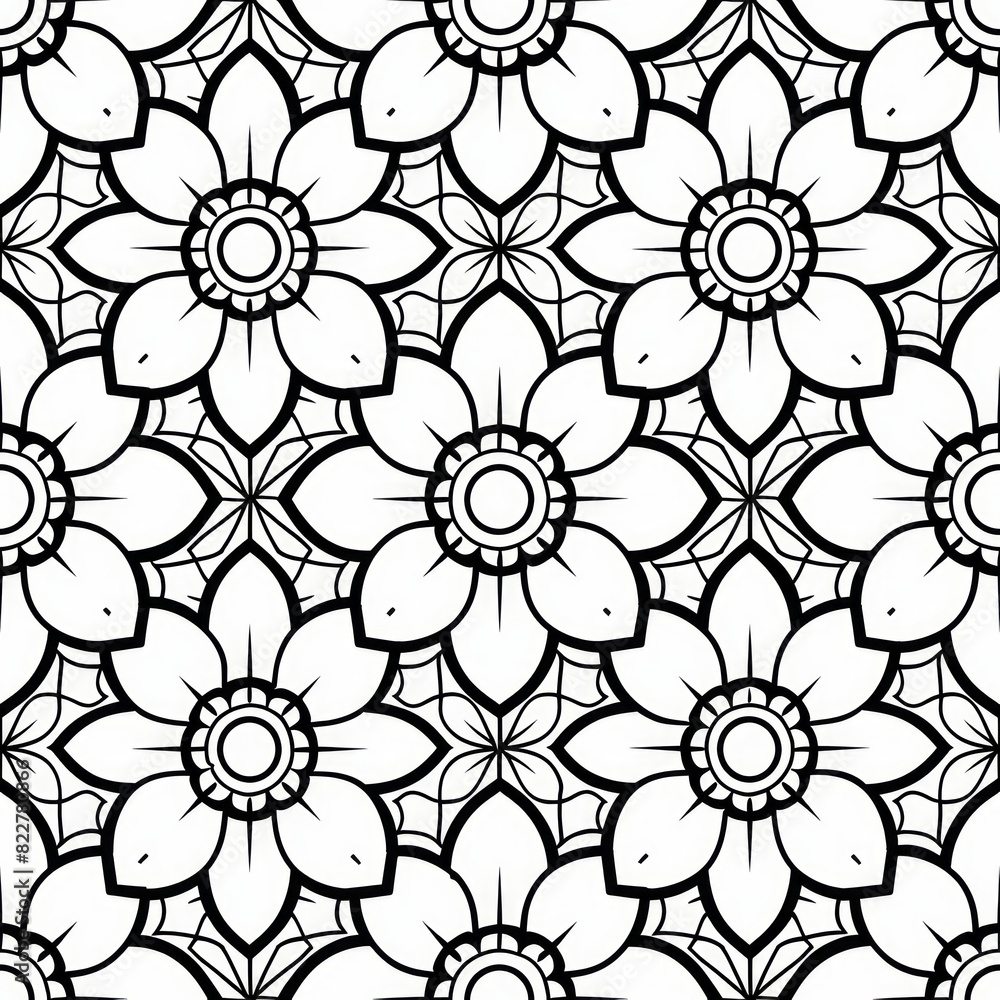 Tile Seamless Simple black and white Mandala