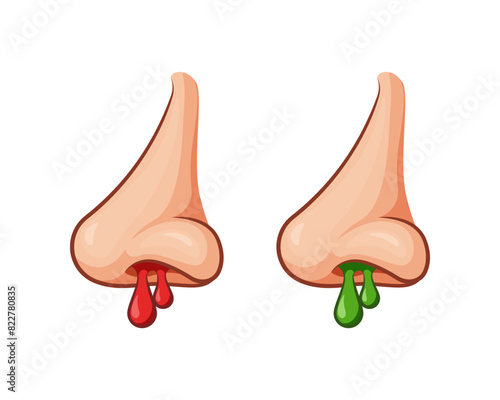 Nose bleeds and runny nose with isolated on white background.
