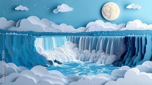 A beautiful paper cut illustration of Niagara Falls