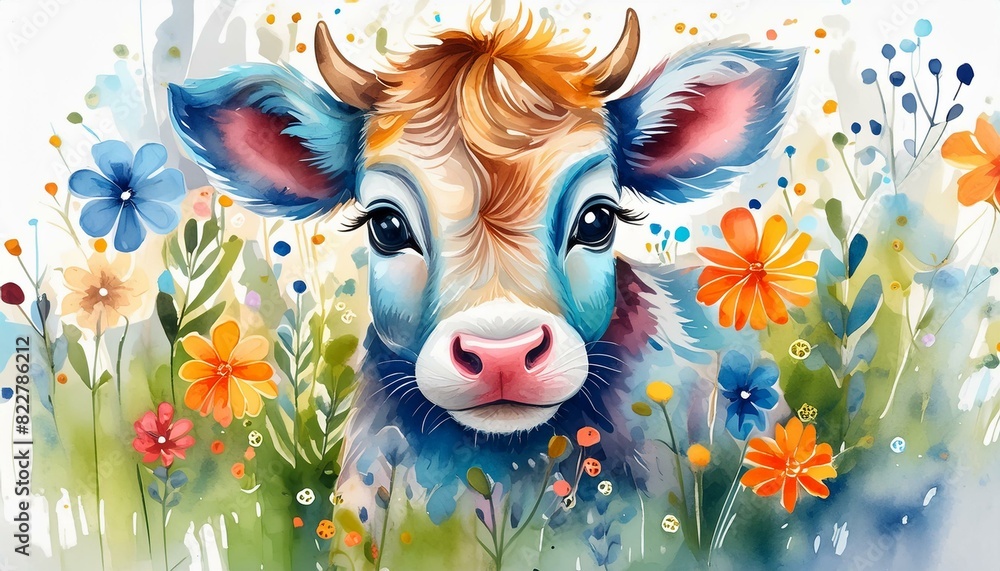 watercolor baby cow clipart for graphic resources Stock Illustration ...