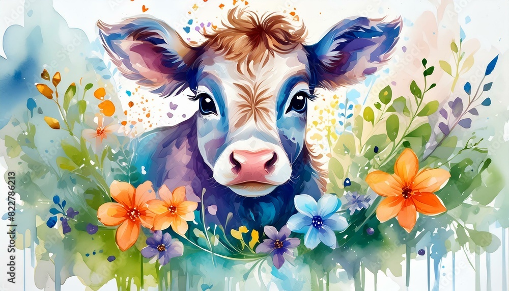 watercolor baby cow clipart for graphic resources Stock Illustration ...