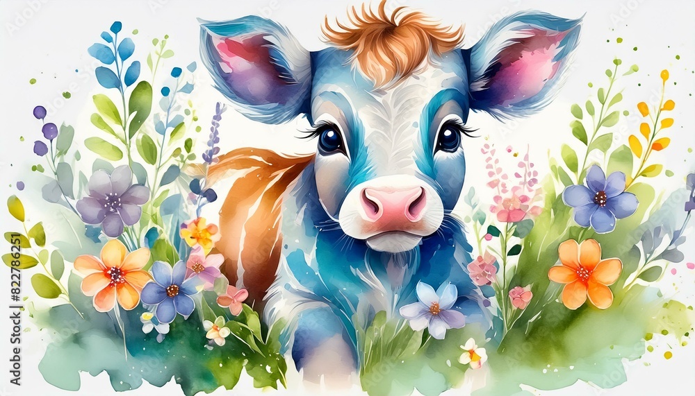 watercolor baby cow clipart for graphic resources Stock Illustration ...