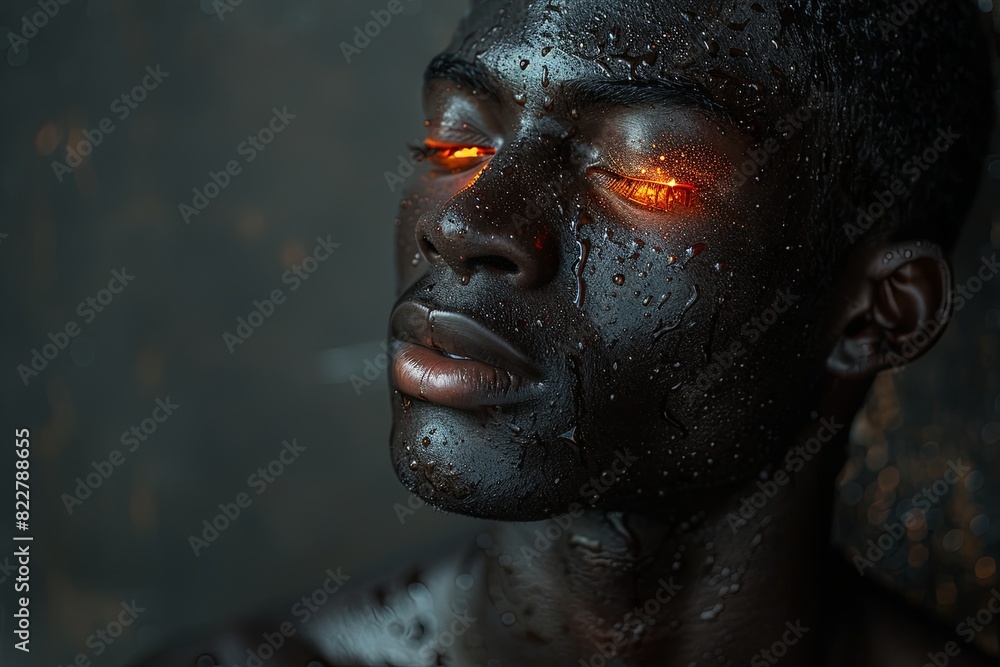 Glowing Lens: Elegant Portrait of a Black Male in Fine Art Style