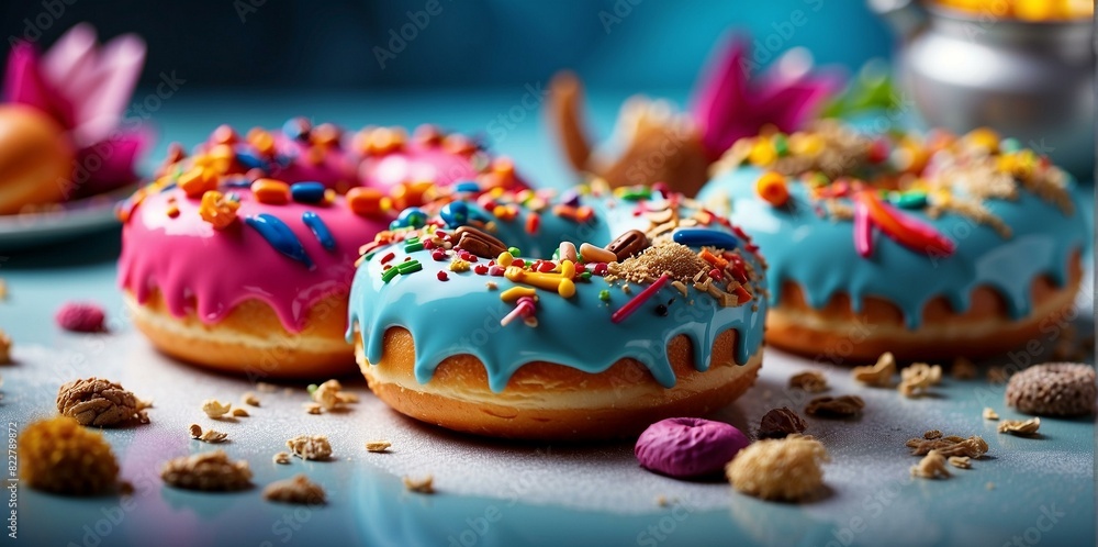 Food photography donut with blurred background