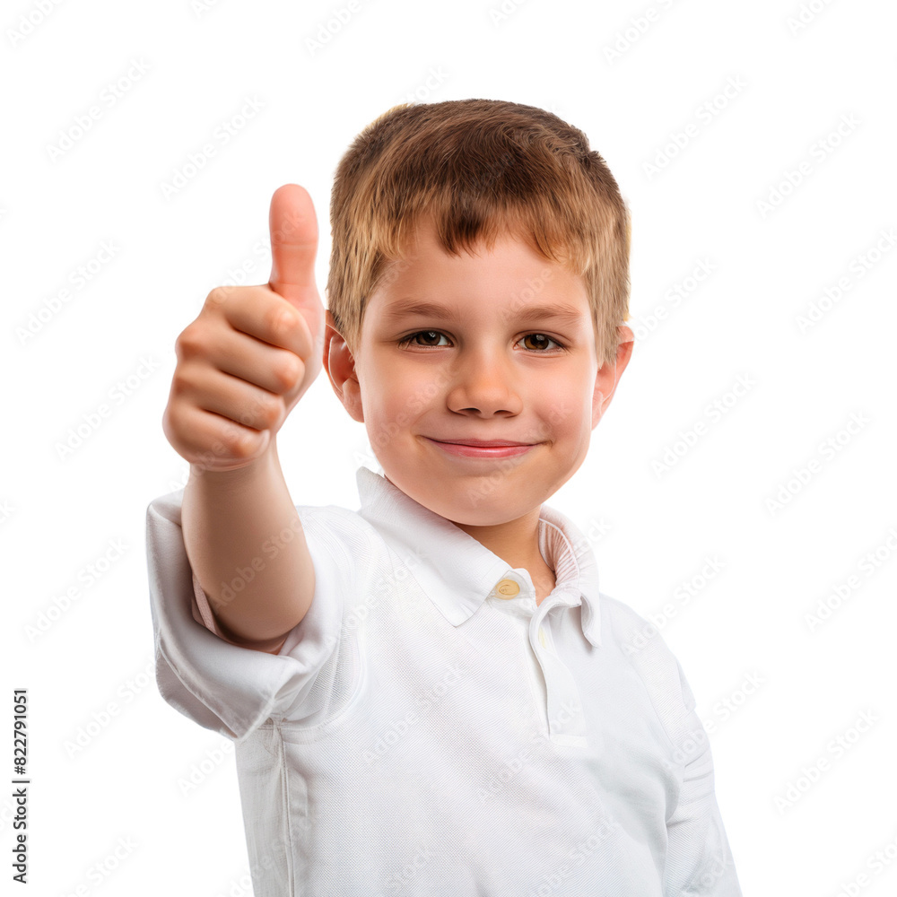 Portrait of smiling boy showing thumbs up isolated on transparent background Portrait of smiling boy showing thumbs up isolated on transparent background