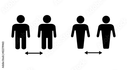 Social distance icon set. social distancing icon. self quarantine sign