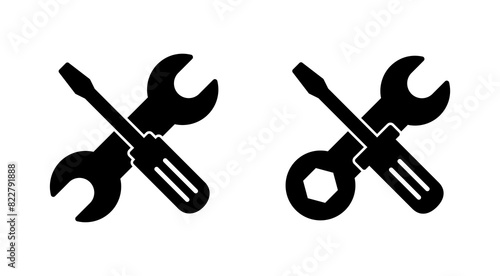 Repair tools icon set. tool icon vector. setting icon vector. Wrench and screwdriver. support, Service