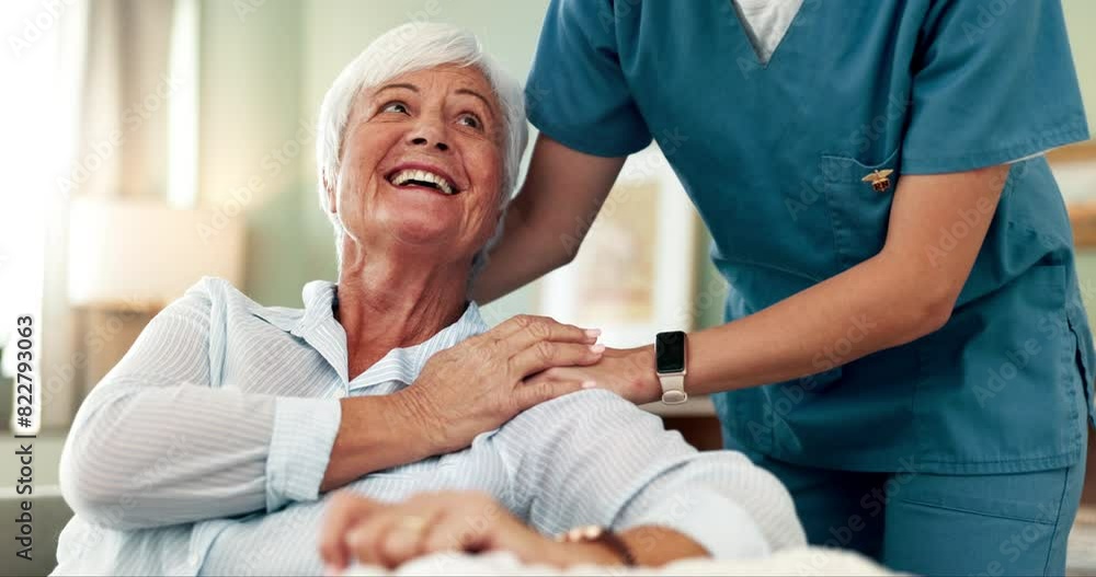 Senior woman, nurse and hands for care, comfort and .massage with body wellness and healthcare on sofa. Medical worker with retirement patient in nursing home for support, helping and happy services Senior woman, nurse and hands for care, comfort and .massage with body wellness and healthcare on sofa. Medical worker with retirement patient in nursing home for support, helping and happy services