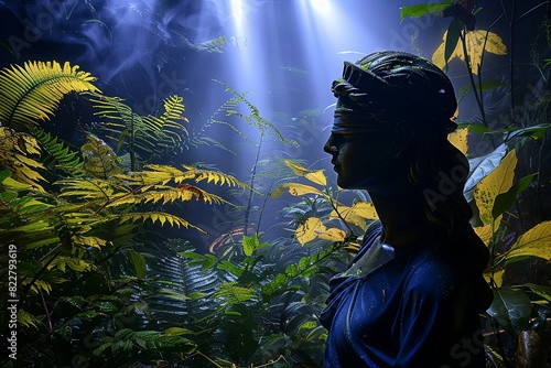Majestic Figure of Justice: Jungle Ethereal Light