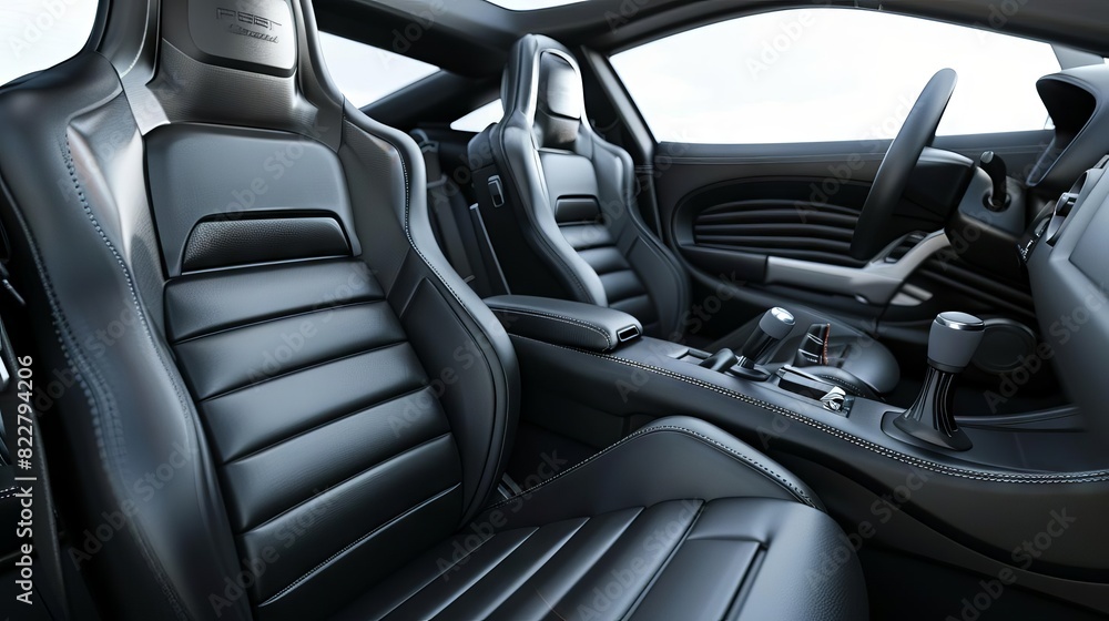 modern sport car interior with black leather seats and headrests 3d rendering of luxurious vehicle modern sport car interior with black leather seats and headrests 3d rendering of luxurious vehicle