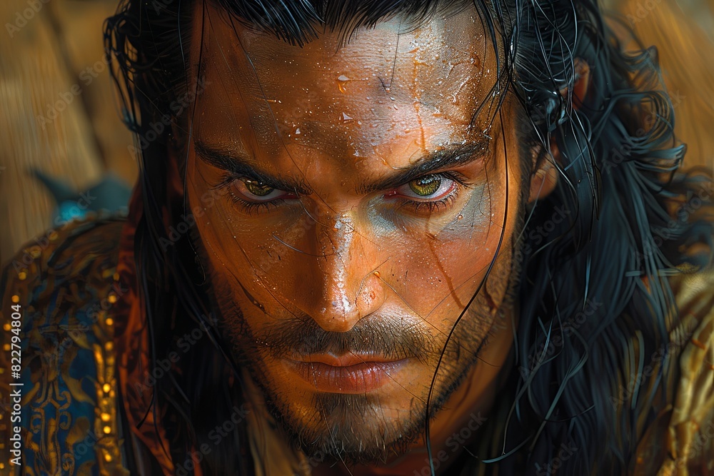 Elegant Warrior: High-Detail Digital Art of a Brilliantly Striking Figure Elegant Warrior: High-Detail Digital Art of a Brilliantly Striking Figure